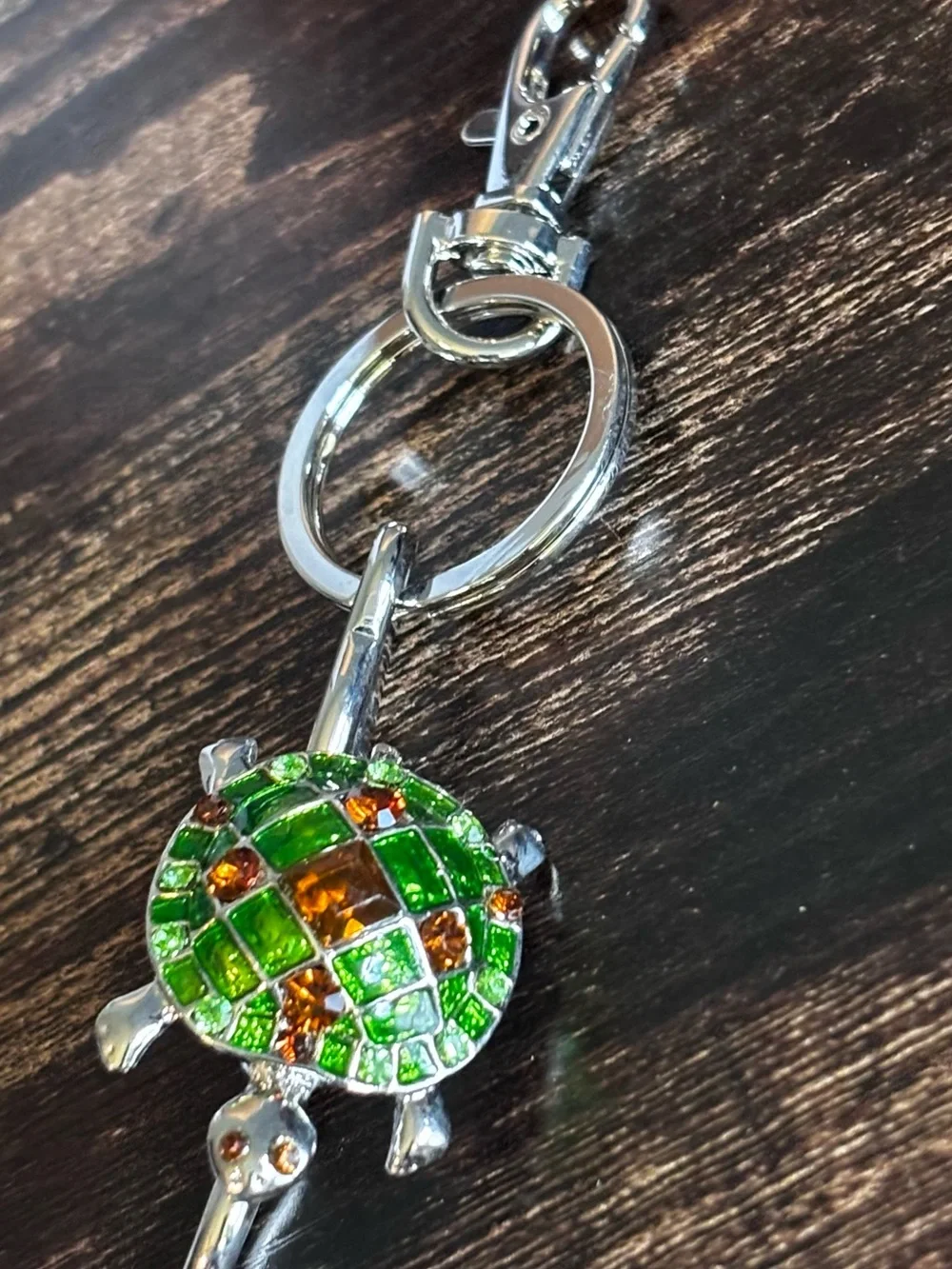 Crystal Mosaic Turtle Keychain Bag Charm in‎ Green & Amber